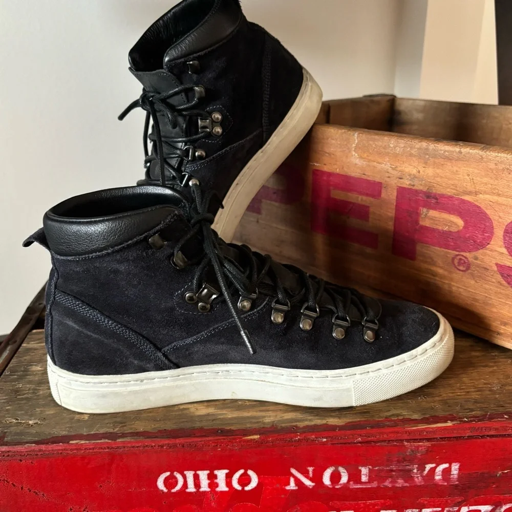 Vintage DIEMME Italian High Tops Black Suede Sneakers Women 8 1/2 - Picture 1 of 9